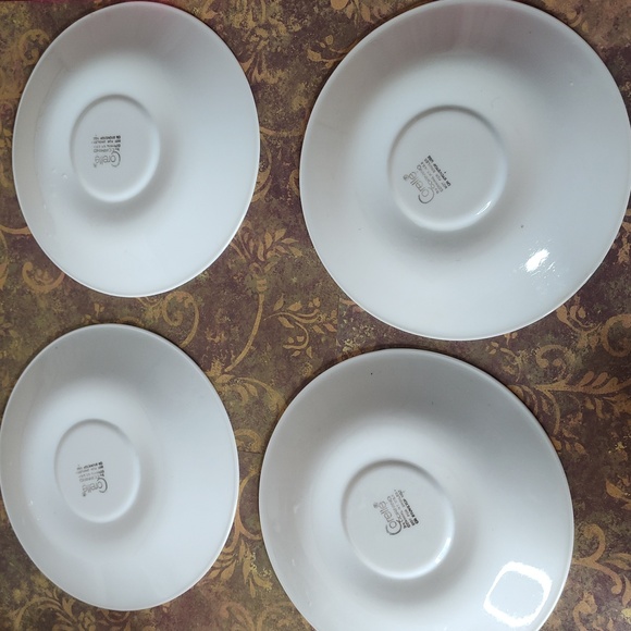 Set of 4 Corelle Corning Ware Cups and Saucers Ribbon Bouquet Pattern - Picture 4 of 7